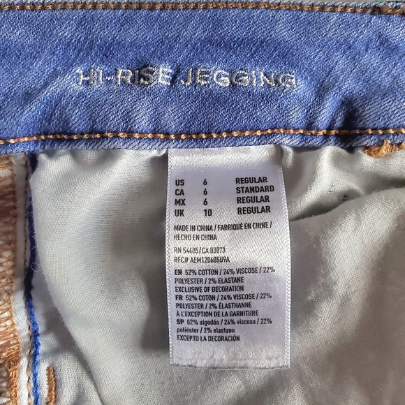 American Eagle Hi-Rise Jeggings High Waisted Jeans Super Stretch Denim Size 6 - Picture 7 of 8